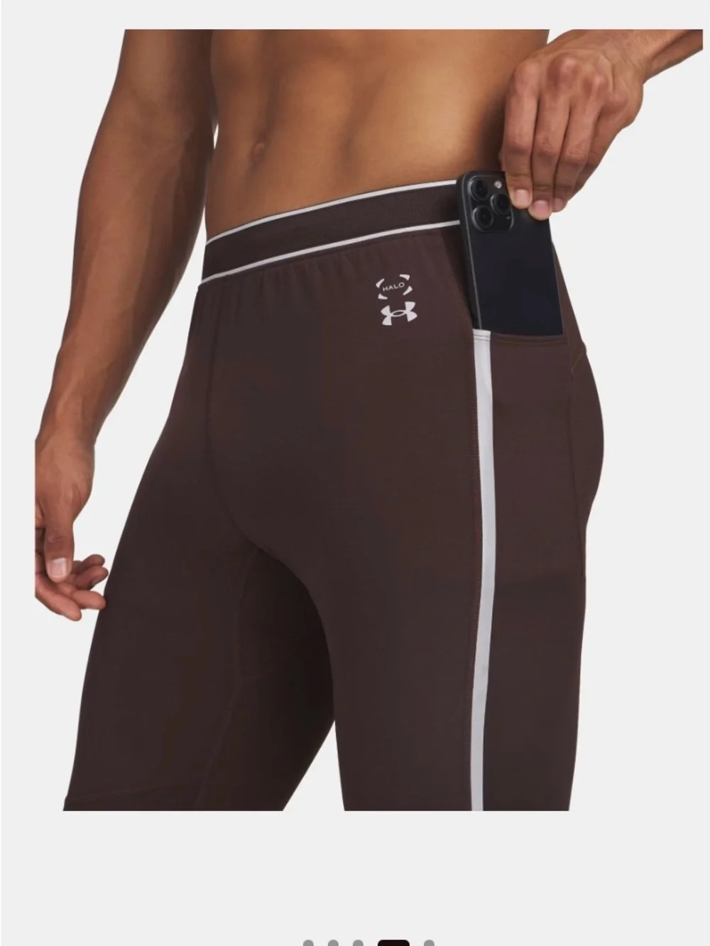 Men's Brown Athletic Pants with Side Stripe - Picture 5 of 7